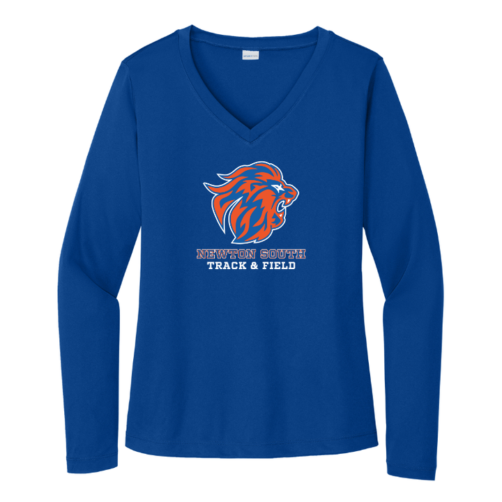 Newton South Track and Field - Women's Long Sleeve Performance V-Neck Tee (LST353LS)