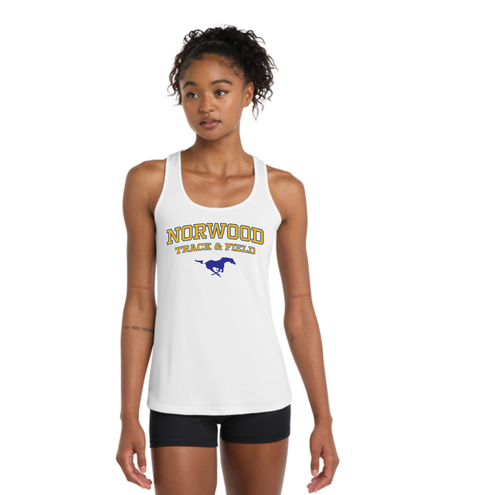 Norwood Tack & Field - Camiseta de tirantes deportiva con espalda deportiva para mujer (LST356)