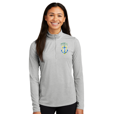 Suéter de lacrosse juvenil Norwell Girls - Jersey de triple mezcla absorbente con cremallera de 1/4 para mujer (LST407)