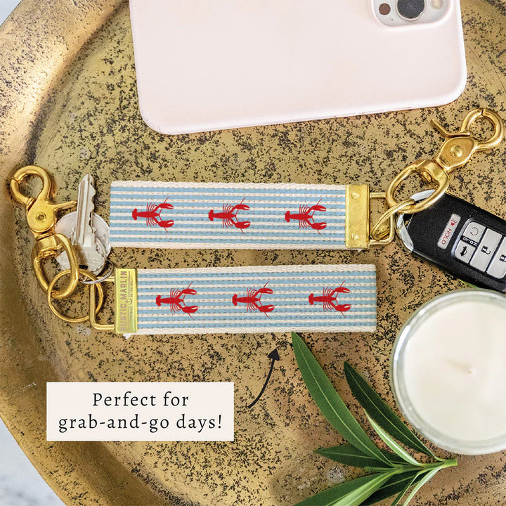 Lobster Blue Stripe Keychain