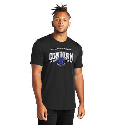 Cowtown Marathon Finisher - Camiseta de cuello redondo de jersey elástico (MM1016)