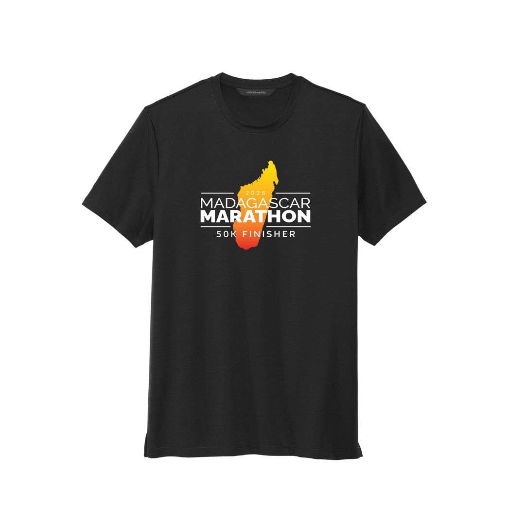 Madagascar Marathon FINISHER - Stretch Jersey Crew T-Shirt (MM1016) (Deep Black)