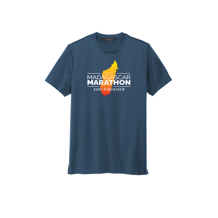 Madagascar Marathon FINISHER - Stretch Jersey Crew T-Shirt (MM1016) (Insignia Blue)