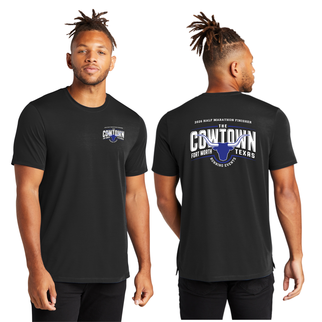 Cowtown Marathon Finisher - Camiseta de cuello redondo de jersey elástico (MM1016)