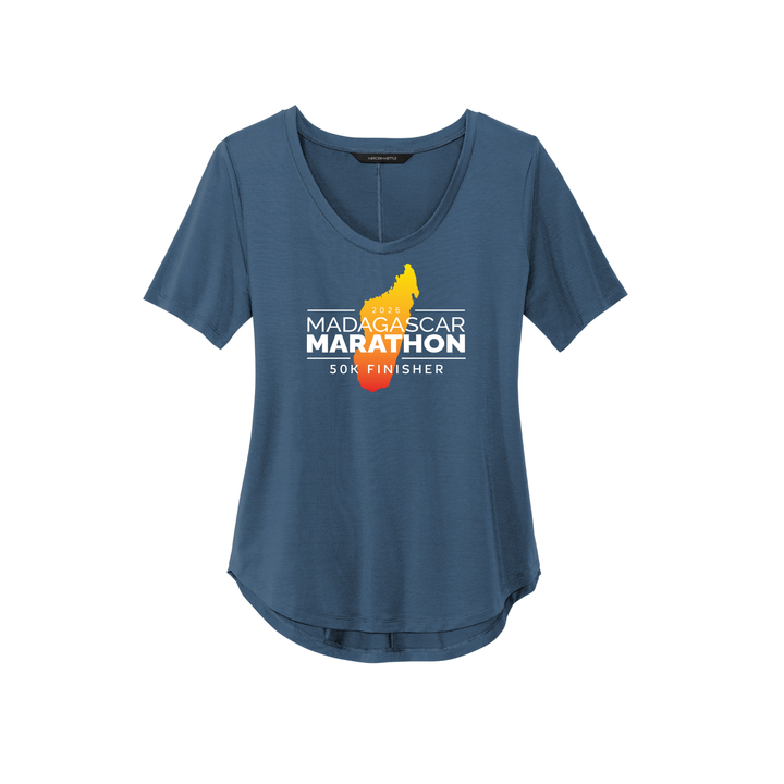 Madagascar Marathon FINISHER - Women’s Stretch Jersey Relaxed Scoop (MM1017) (Insignia Blue)