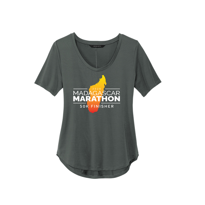 Madagascar Marathon FINISHER - Women’s Stretch Jersey Relaxed Scoop (MM1017) (Anchor Grey)
