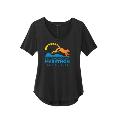 Madagascar Marathon FINISHER - Women’s Stretch Jersey Relaxed Scoop (MM1017) (Deep Black)