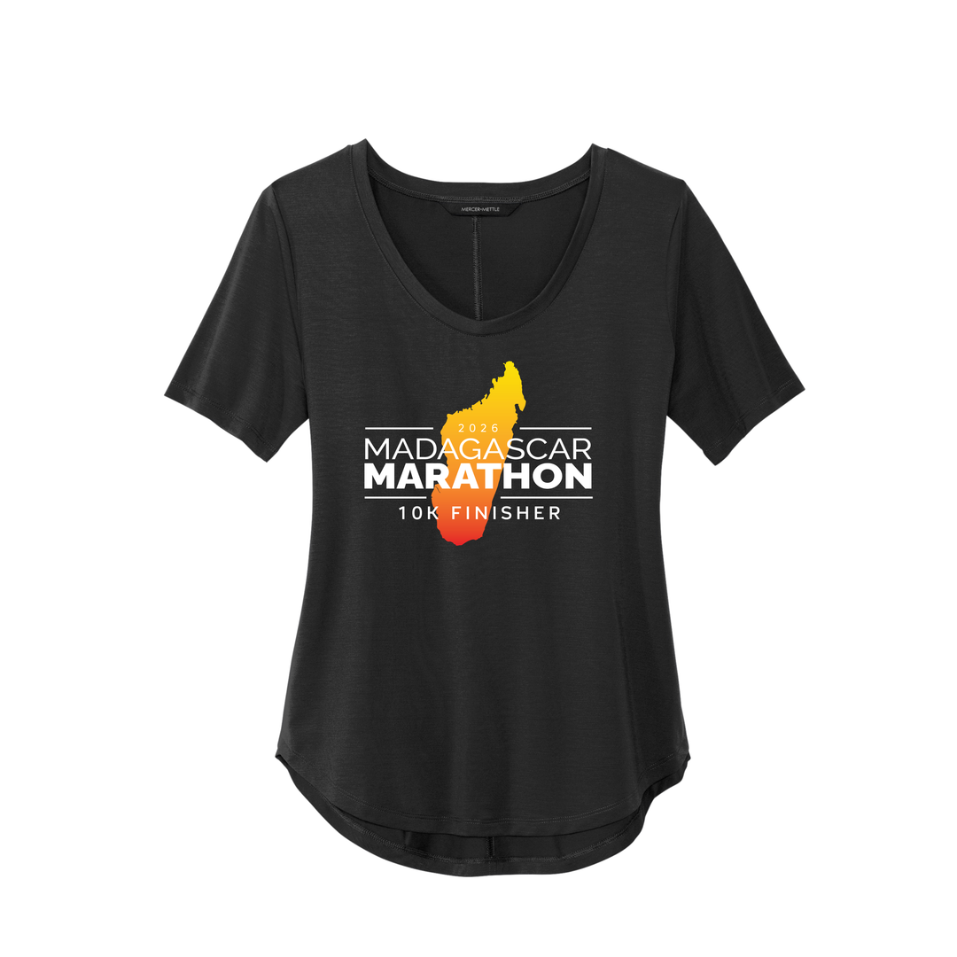 Madagascar Marathon FINISHER - Women’s Stretch Jersey Relaxed Scoop (MM1017) (Deep Black)