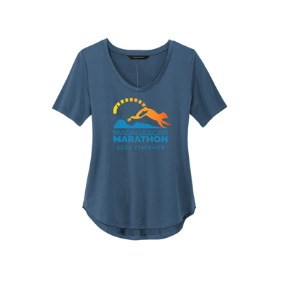 Madagascar Marathon FINISHER - Women’s Stretch Jersey Relaxed Scoop (MM1017) (Insignia Blue)