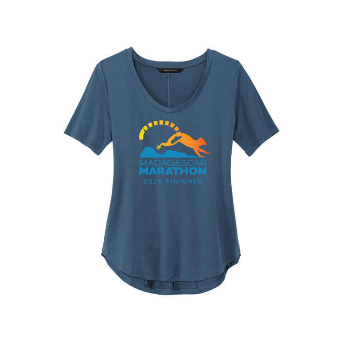 Madagascar Marathon FINISHER - Women’s Stretch Jersey Relaxed Scoop (MM1017) (Insignia Blue)