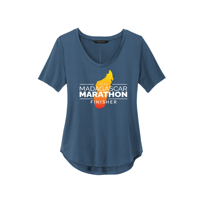 Madagascar Marathon FINISHER - Women’s Stretch Jersey Relaxed Scoop (MM1017) (Insignia Blue)
