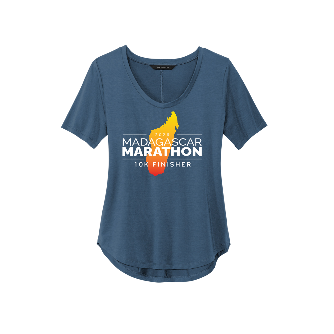 Madagascar Marathon FINISHER - Women’s Stretch Jersey Relaxed Scoop (MM1017) (Insignia Blue)