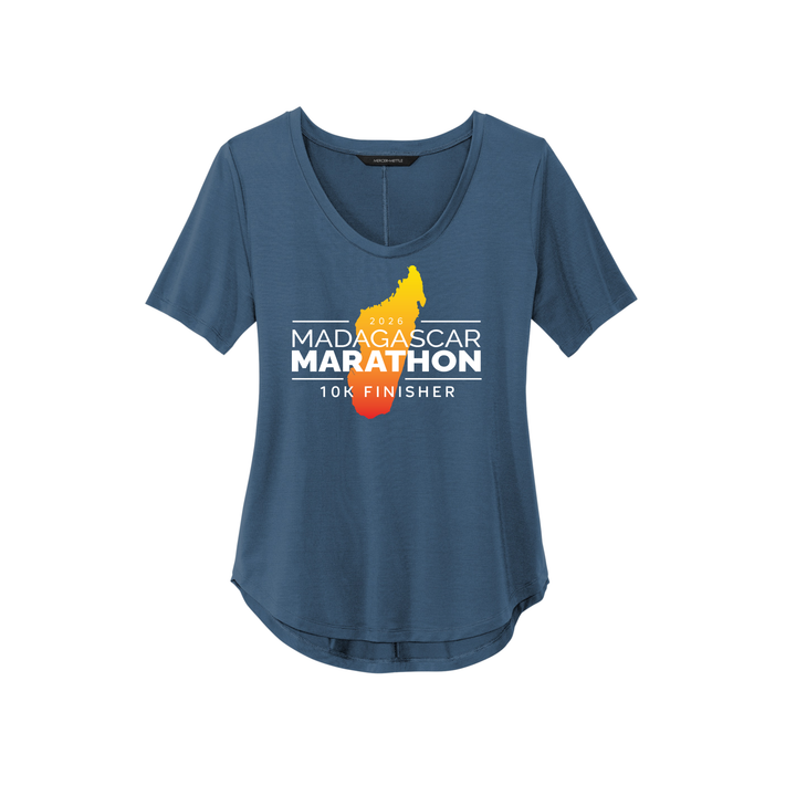 Madagascar Marathon FINISHER - Women’s Stretch Jersey Relaxed Scoop (MM1017) (Insignia Blue)
