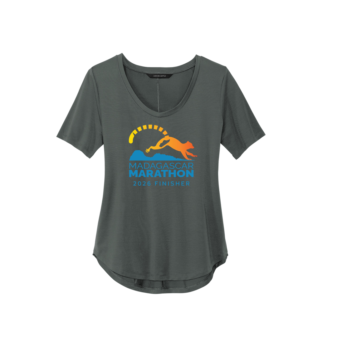 Madagascar Marathon FINISHER - Women’s Stretch Jersey Relaxed Scoop (MM1017) (Anchor Grey)