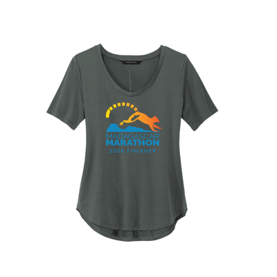 Madagascar Marathon FINISHER - Women’s Stretch Jersey Relaxed Scoop (MM1017) (Anchor Grey)