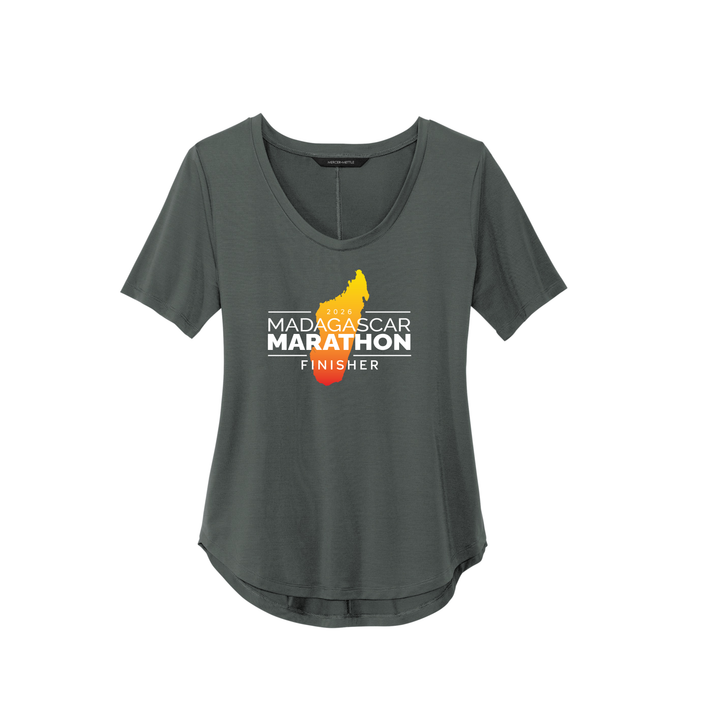 Madagascar Marathon FINISHER - Women’s Stretch Jersey Relaxed Scoop (MM1017) (Anchor Grey)