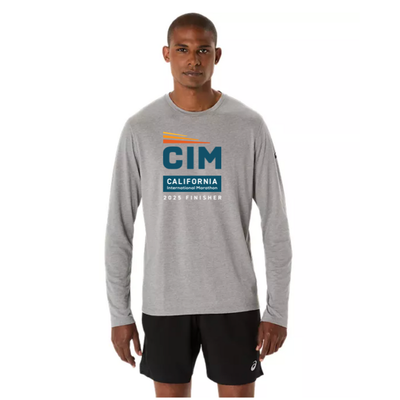 Finalista oficial del Maratón Internacional de California 2025 - Camiseta ASICS PR LS Triblend para hombre (2011D378) (CIM-01)