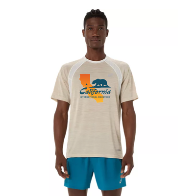 California International Marathon - ASICS Men's Road SS Top Cream (2011D453) (CIM-10)