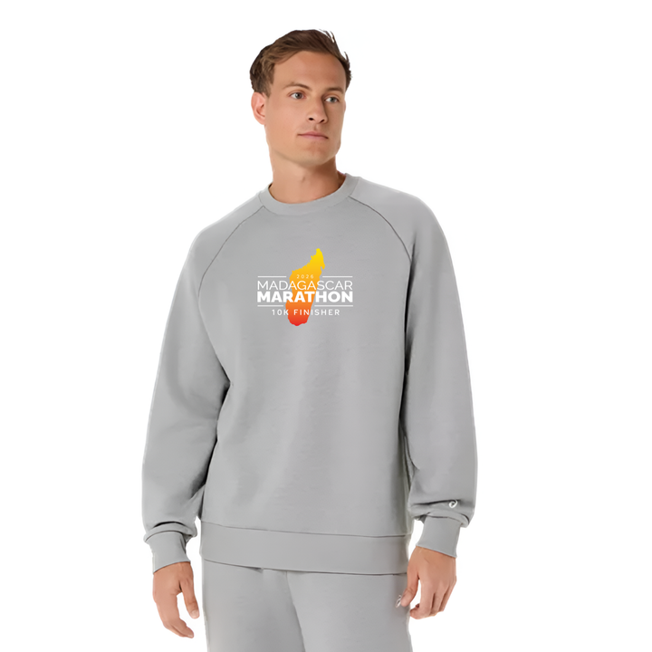Madagascar Marathon FINISHER - ASICS Unisex Fleece Crewneck Sweatshirt Grey Heather (2031F469)