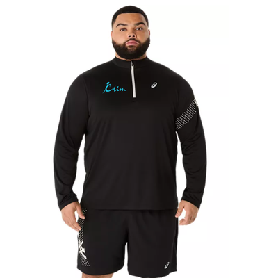 Crim Everyday - ASICS Icon - Camiseta de manga larga con media cremallera para hombre, color negro (2011D459) (CFR-26)