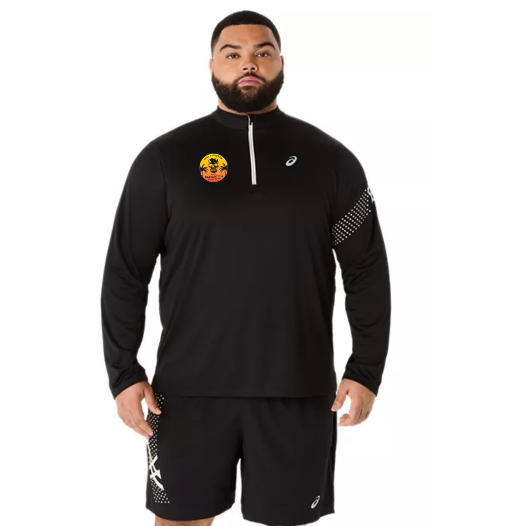 Gasparilla 2026 FINISHER - ASICS Men's Icon Long Sleeve 1/2 Zip Black (2011D459)