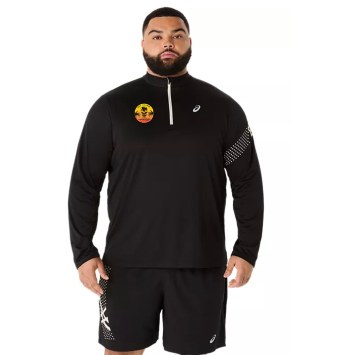 Gasparilla 2026 FINISHER - ASICS Men's Icon Long Sleeve 1/2 Zip Black (2011D459)