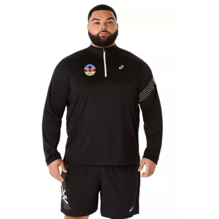 Gasparilla 2026 FINISHER - ASICS Men's Icon Long Sleeve 1/2 Zip Black (2011D459)