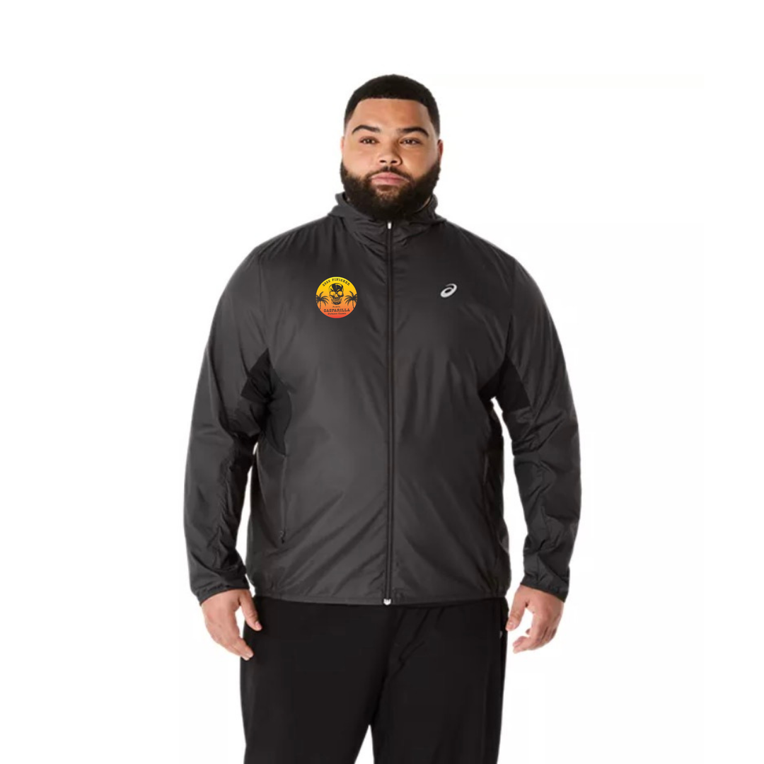 Chaqueta ASICS Gasparilla 2026 FINISHER para hombre, color negro (2011D235)