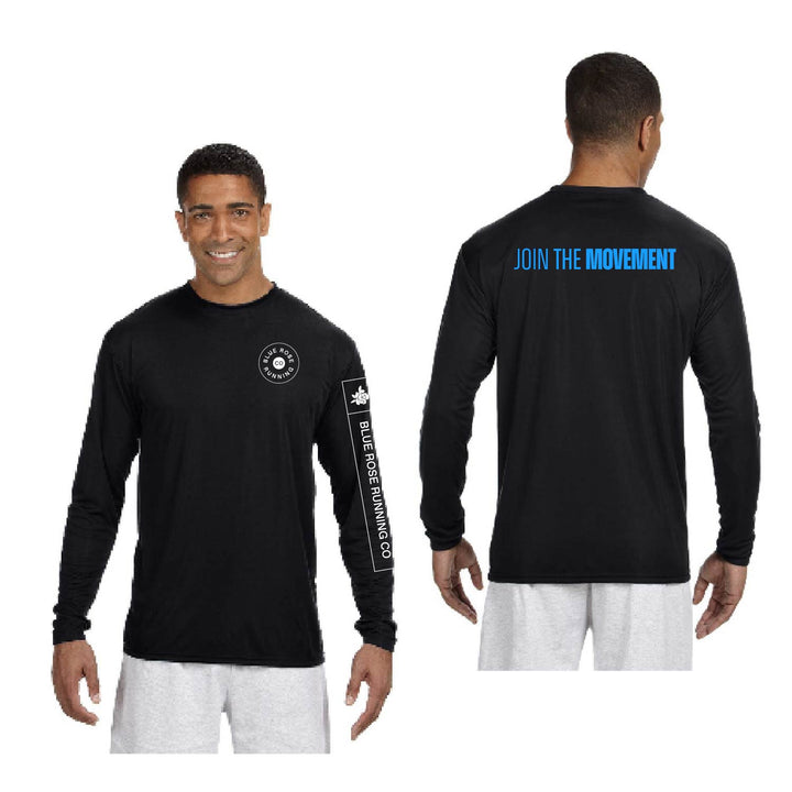 Camiseta de manga larga refrescante y de alto rendimiento para hombre de Blue Rose Running (A4N3165)