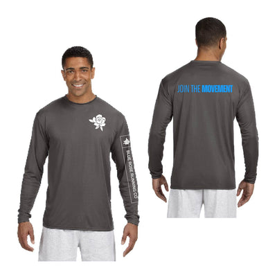 Camiseta de manga larga de rendimiento refrescante para hombre de Blue Rose Running (N3165)