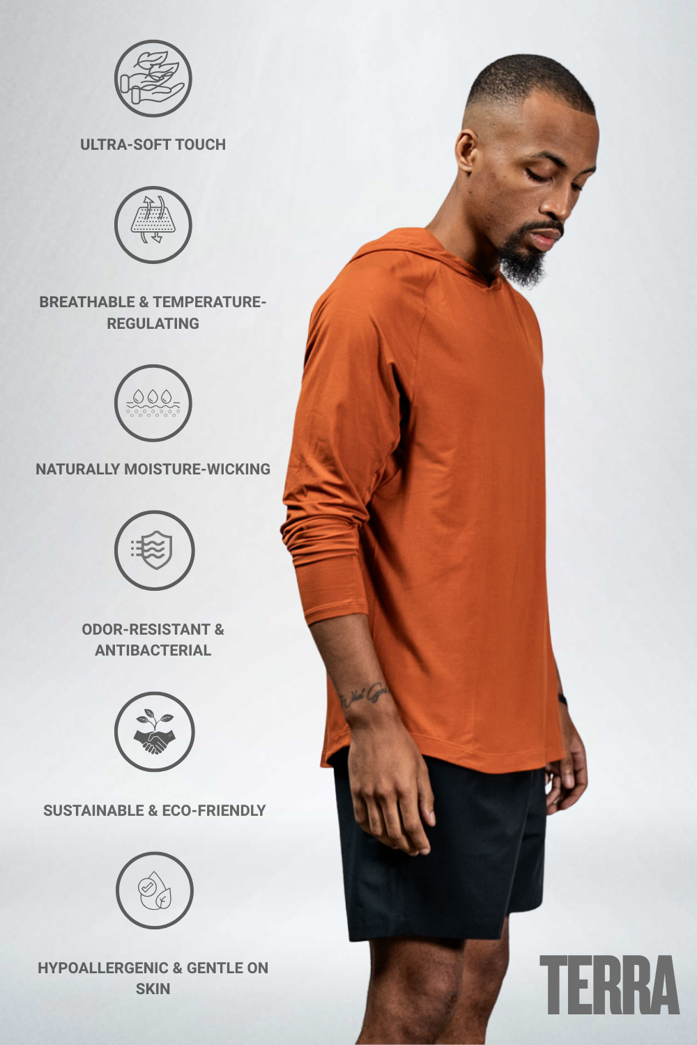 Men's Terra Recovery Element Hoodie Shirt (Sunfire Clay)
