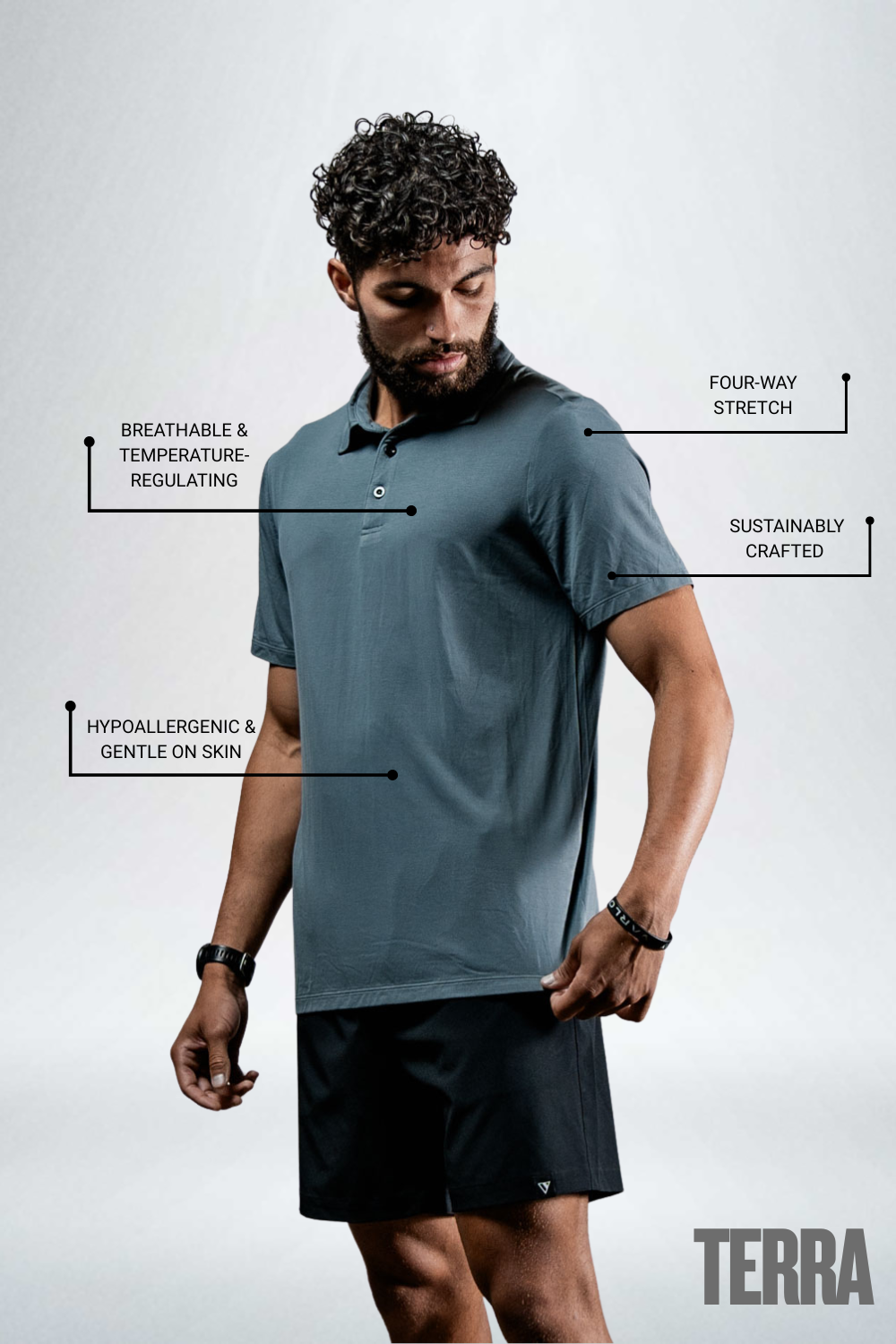 Men's Terra Recovery Polo (Ash Gray)
