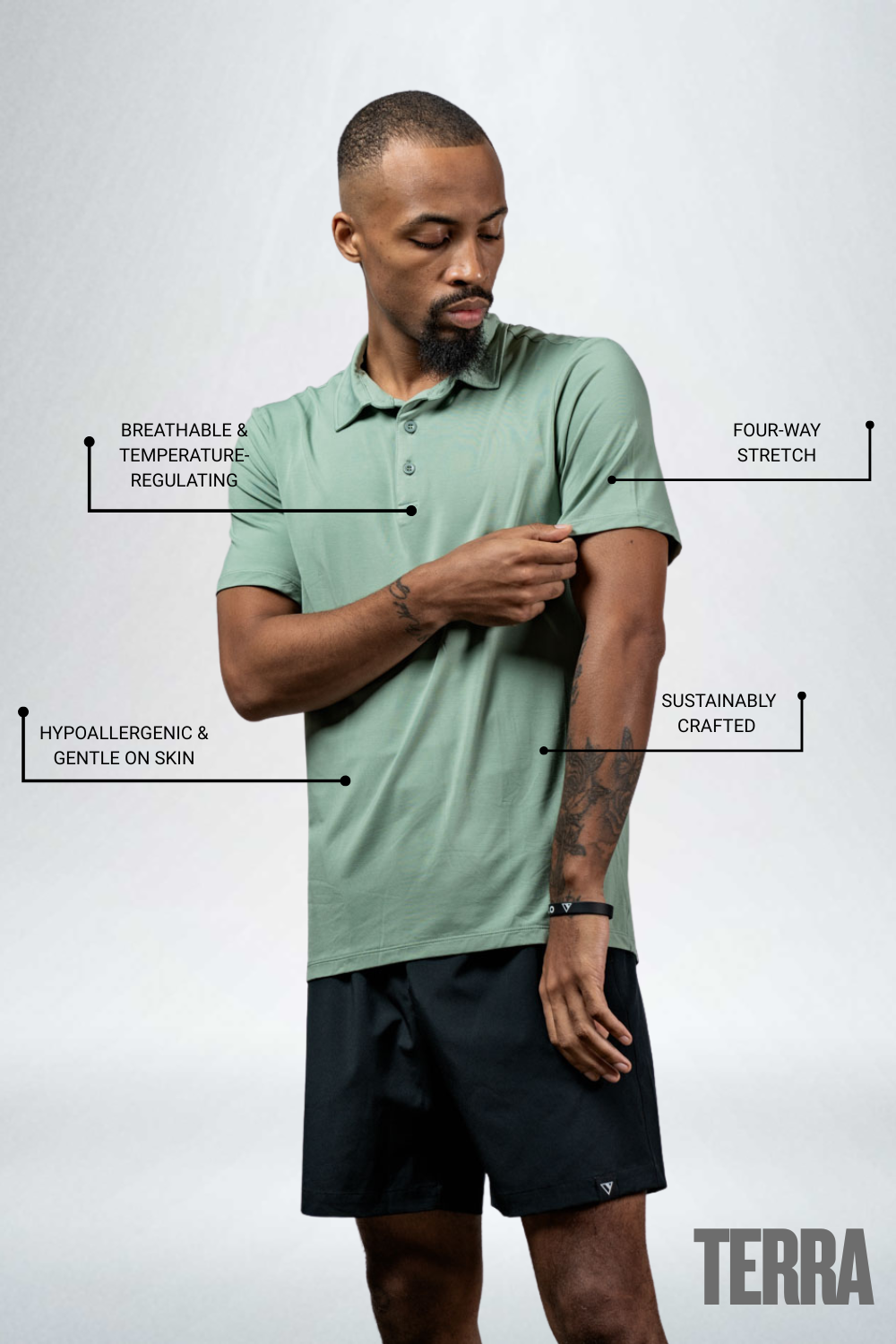 Men's Terra Recovery Polo (Low Light Olive)