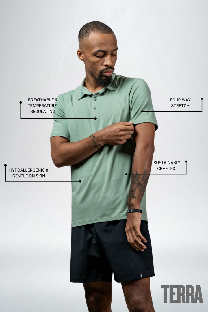 Men's Terra Recovery Polo (Low Light Olive)