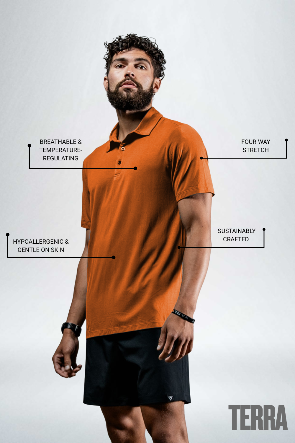 Men's Terra Recovery Polo (Sunfire Clay)