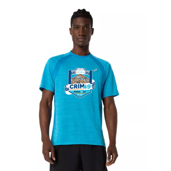 Crim 49 - ASICS Men's Road SS Top Aegean Blue (2011D453) (CFR-37)