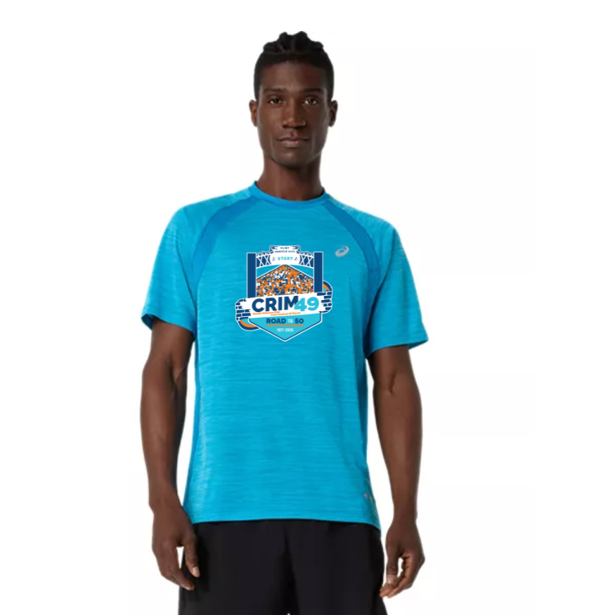 Crim 49 - Camiseta ASICS de manga corta para hombre, color azul egeo (2011D453) (CFR-37)