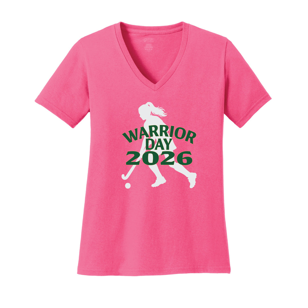 Warrior Field Hockey - Women's Core Cotton V-Neck Tee - Neon Pink (LPC54V)