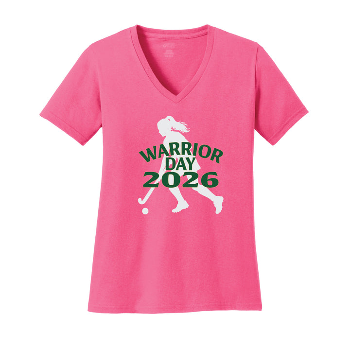 Warrior Field Hockey - Women's Core Cotton V-Neck Tee - Neon Pink (LPC54V)