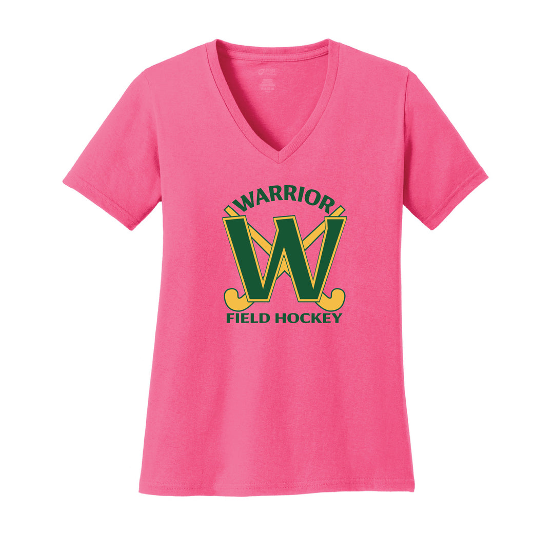 Warrior Field Hockey - Women's Core Cotton V-Neck Tee - Neon Pink (LPC54V)