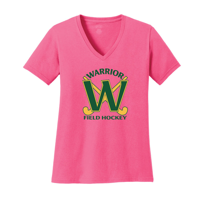 Warrior Field Hockey - Women's Core Cotton V-Neck Tee - Neon Pink (LPC54V)