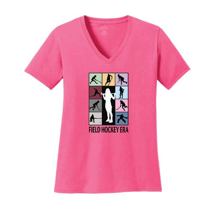 Warrior Field Hockey - Women's Core Cotton V-Neck Tee - Neon Pink (LPC54V)