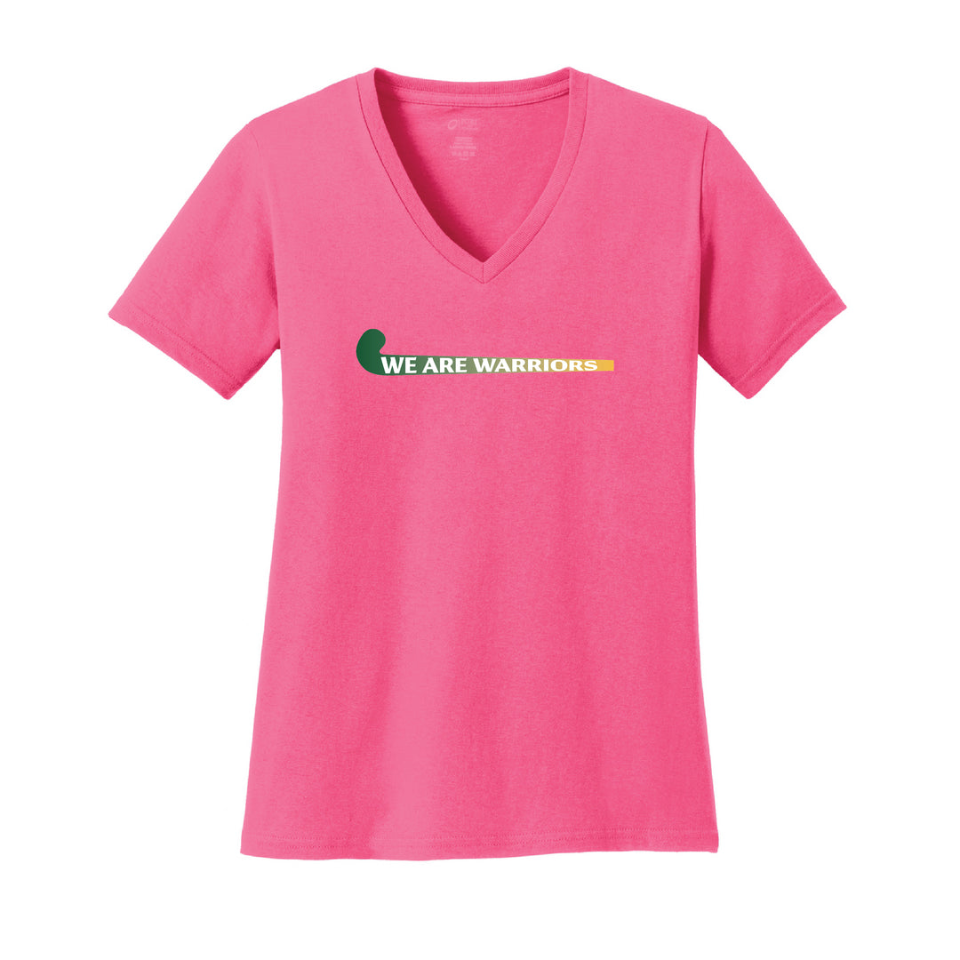 Warrior Field Hockey - Women's Core Cotton V-Neck Tee - Neon Pink (LPC54V)