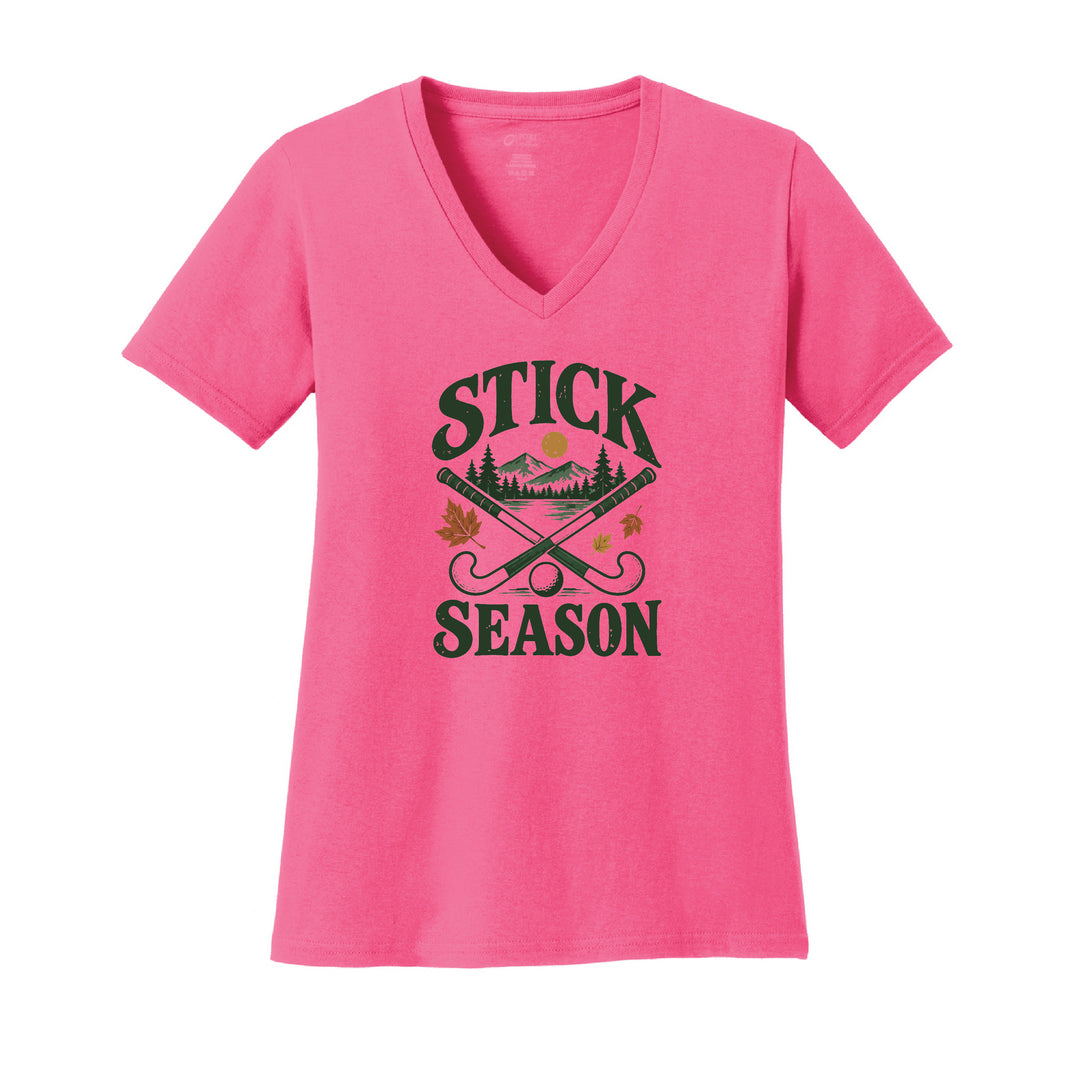Warrior Field Hockey - Women's Core Cotton V-Neck Tee - Neon Pink (LPC54V)
