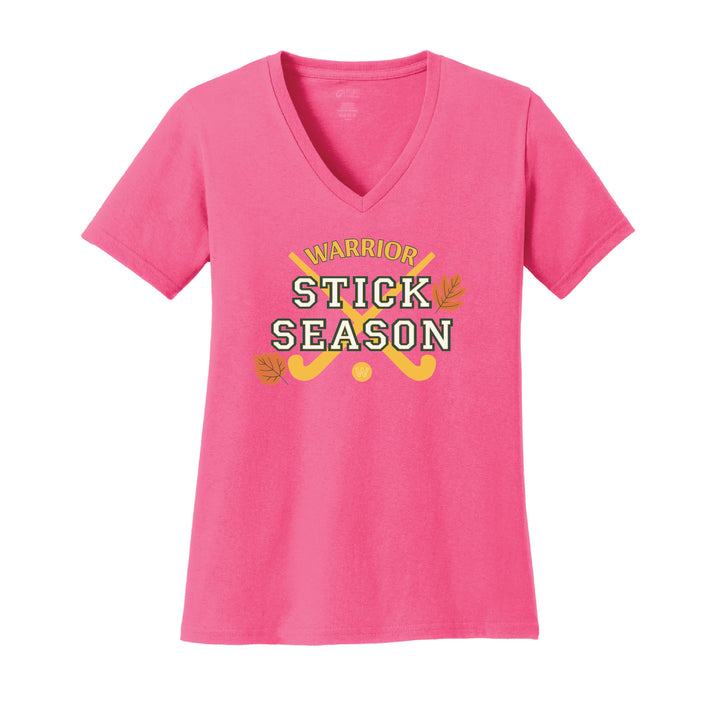 Warrior Field Hockey - Women's Core Cotton V-Neck Tee - Neon Pink (LPC54V)