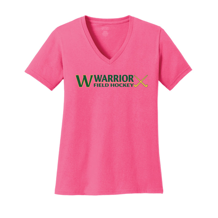 Warrior Field Hockey - Women's Core Cotton V-Neck Tee - Neon Pink (LPC54V)