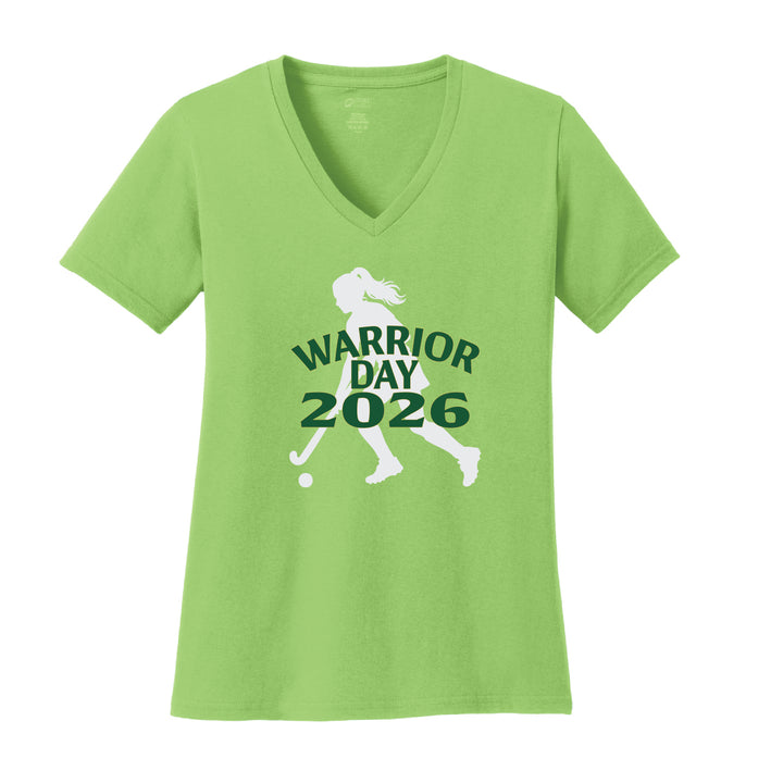 Warrior Field Hockey - Women's Core Cotton V-Neck Tee - Lime (LPC54V)