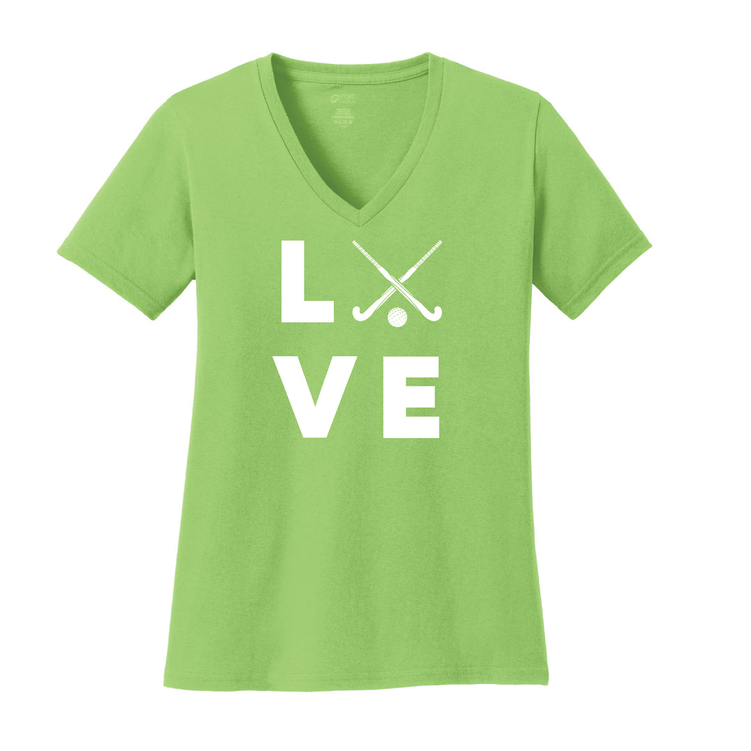 Warrior Field Hockey - Women's Core Cotton V-Neck Tee - Lime (LPC54V)