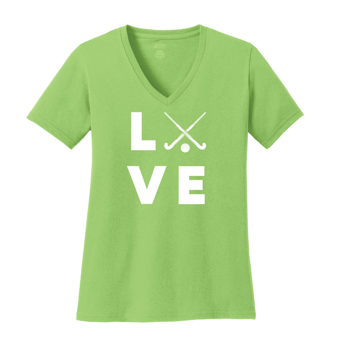 Warrior Field Hockey - Women's Core Cotton V-Neck Tee - Lime (LPC54V)