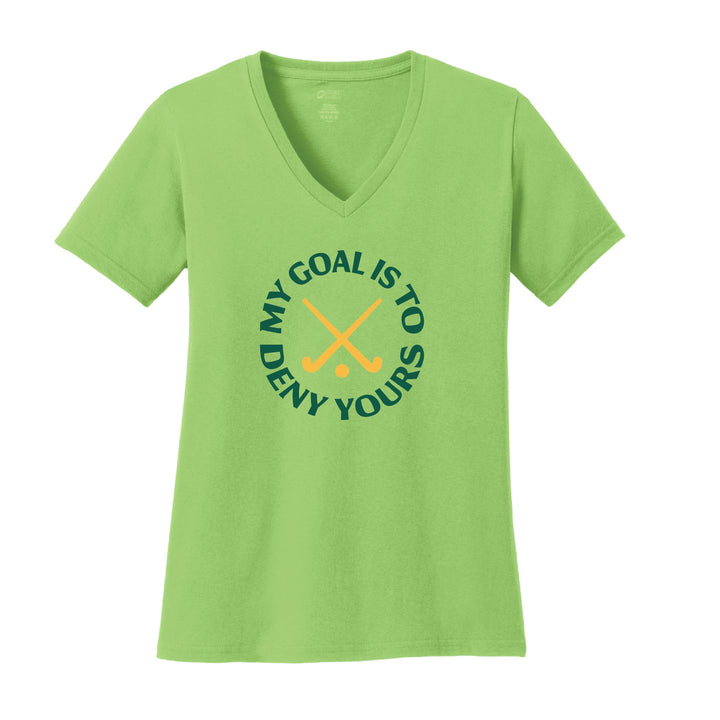 Warrior Field Hockey - Women's Core Cotton V-Neck Tee - Lime (LPC54V)